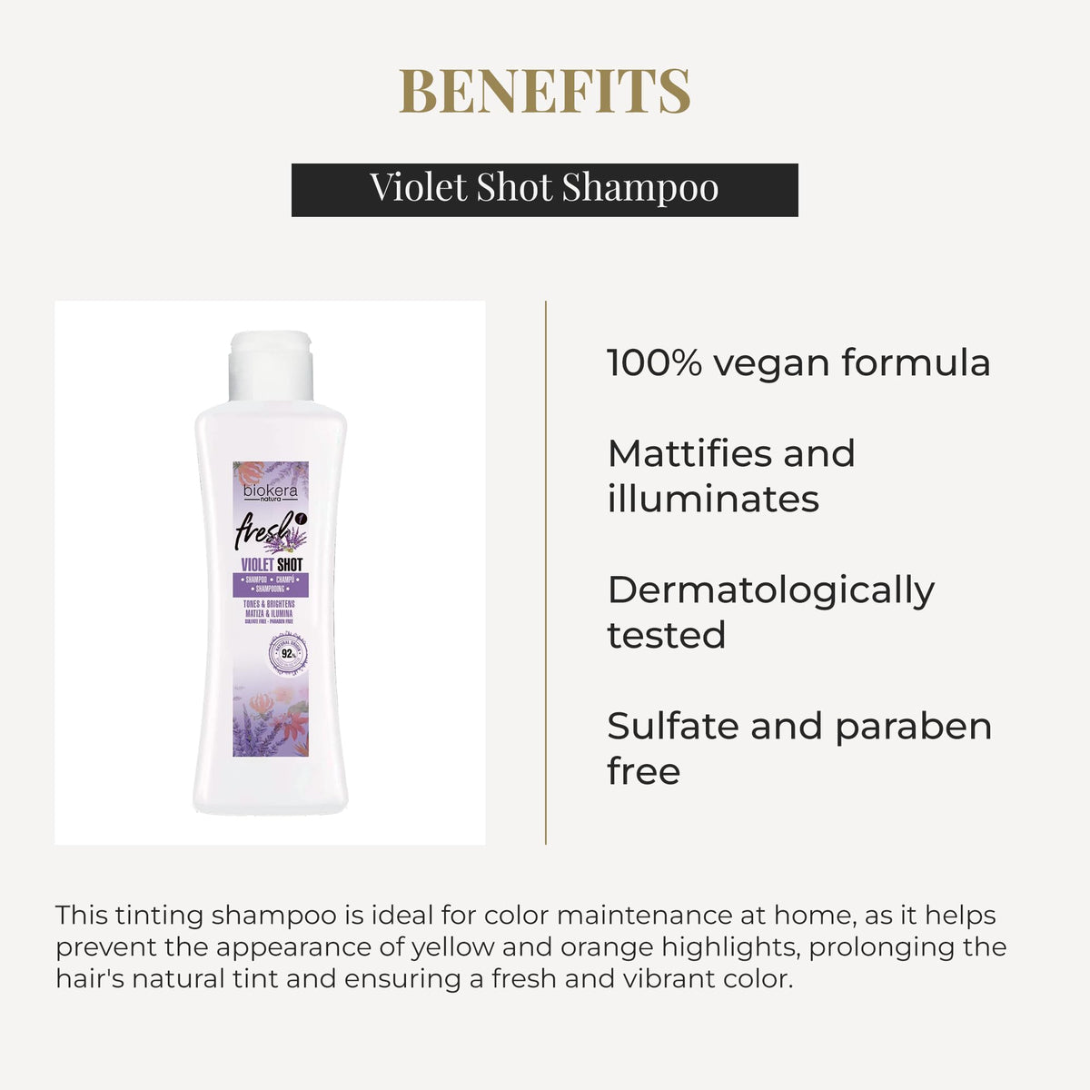 Salerm Biokera Fresh Violet close-up pigments showing violet tones neutralizing brass