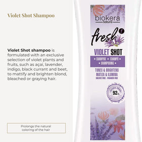 Salerm Biokera Fresh Violet pour action illustrating quick at-home toning
