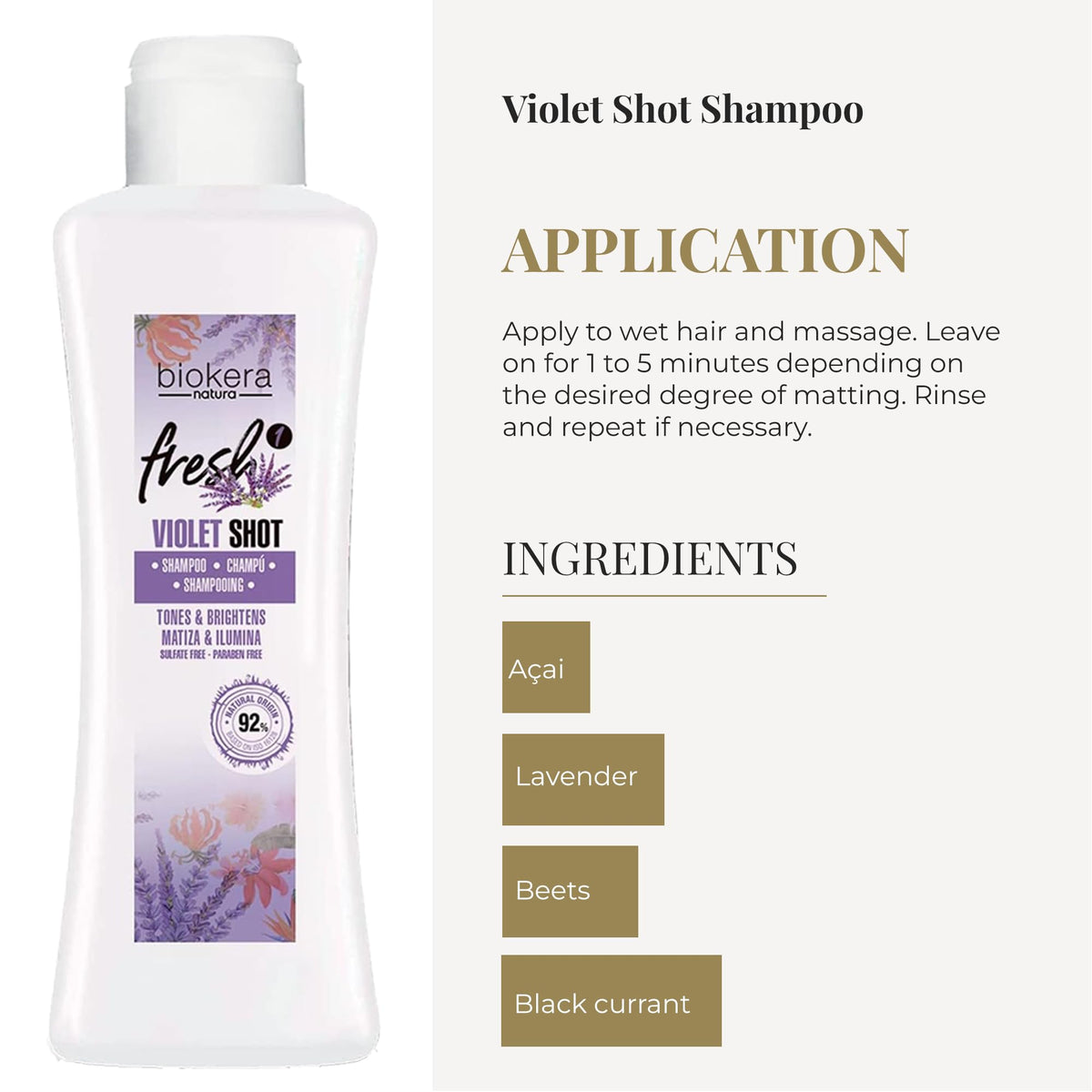 Salerm Biokera Fresh Violet shampoo foam highlighting rich lather for tone and shine