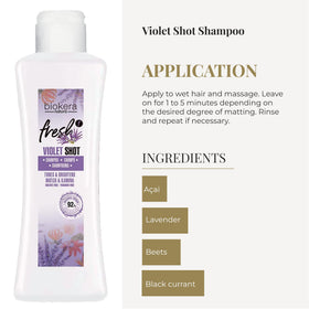 Salerm Biokera Fresh Violet shampoo foam highlighting rich lather for tone and shine
