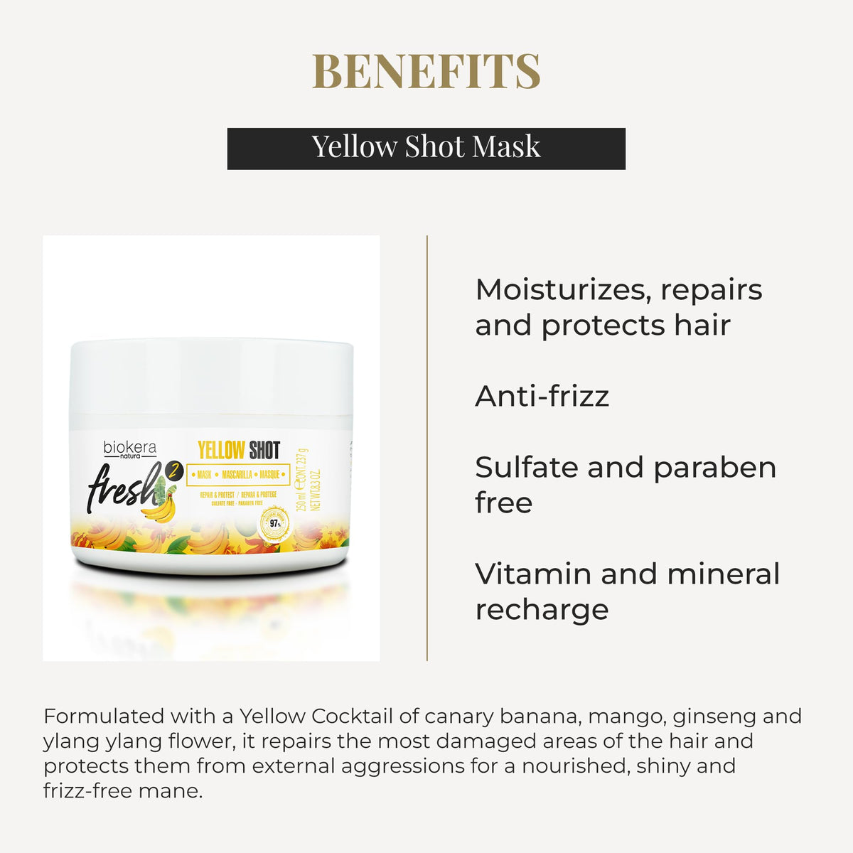 Salerm Yellow Shot Mask ingredients like canary banana and mango.