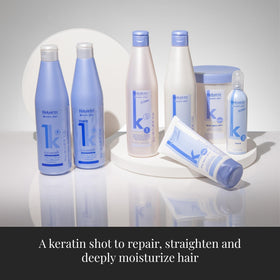 Laminating effect from SALERM Deep Impact Plus on straight, glossy hair.