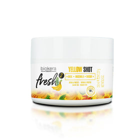 Salerm Deep Repair Yellow Shot Mask bottle demonstrates hydrating action.