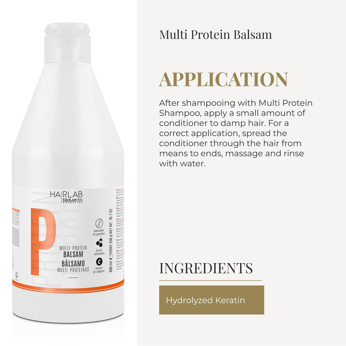 SALERM Hair Lab Multi-Protein Balm on damp hair for added body and elasticity