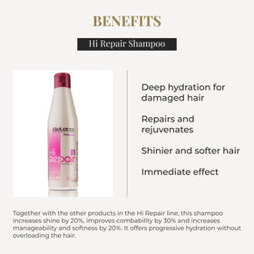 SALERM Hi Repair Shampoo application on hair shows even distribution of product.