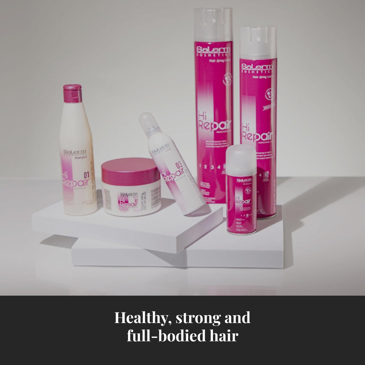 SALERM Hi Repair Shampoo delivers shinier, softer strands after use.
