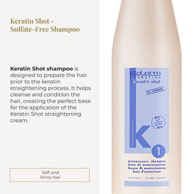 SALERM Keratin Shot Shampoo emulsifying beads show gentle cleansing before treatment