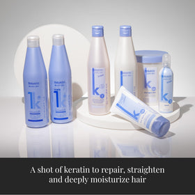 SALERM Keratin Shot Shampoo scalp massage scene supports balanced cleansing
