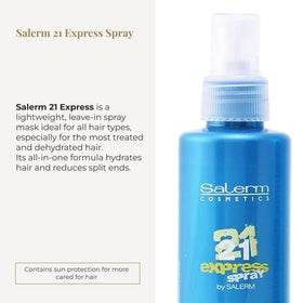 SALERM Leave-In Mask 21 Express silk proteins close-up showing smoother, more manageable hair