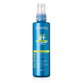 SALERM Leave-In Mask 21 Express spray bottle delivering deep hydration for damaged hair