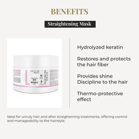 SALERM Lisos Hair Lab mask applied to hair shows detangled, manageable strands