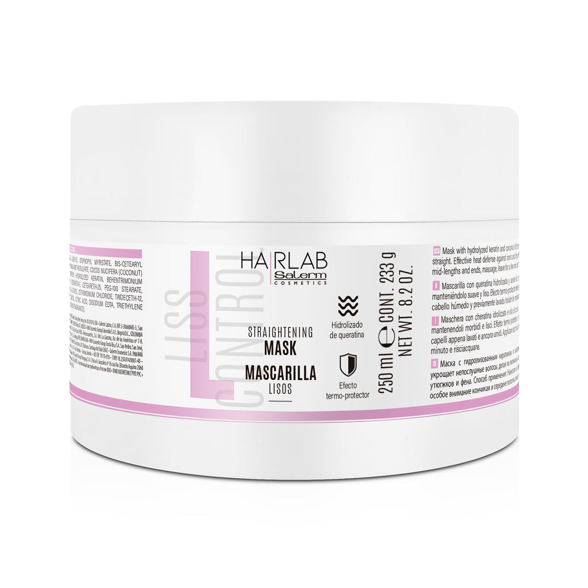 SALERM Lisos Hair Lab mask bottle showing sleek packaging for frizz control