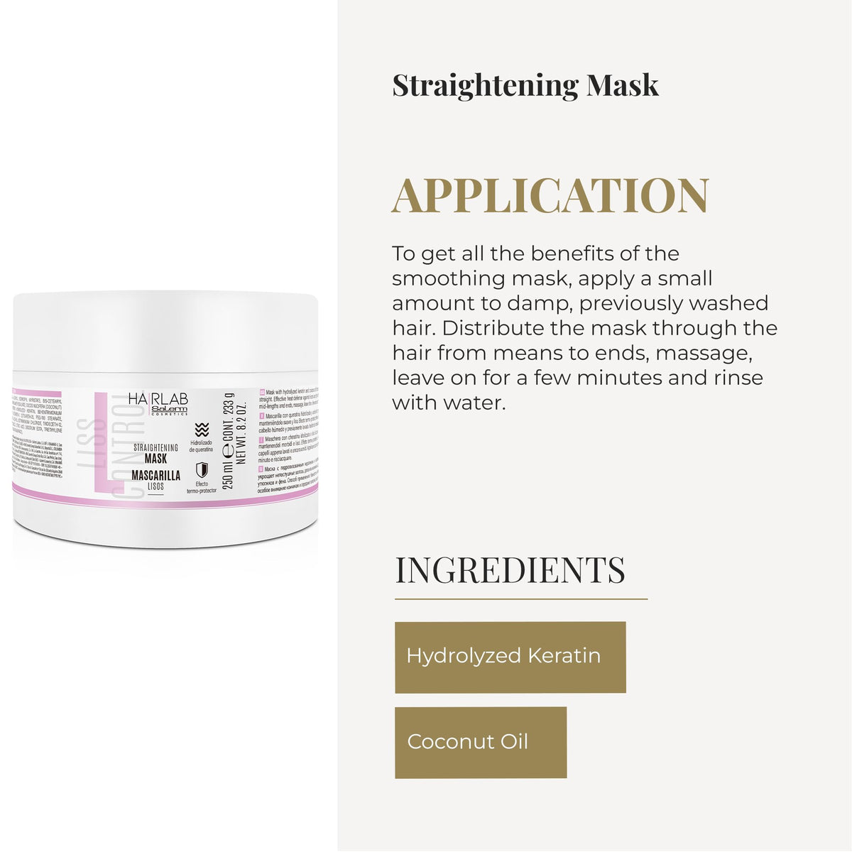 SALERM Lisos Hair Lab mask on hair reveals gloss and softness