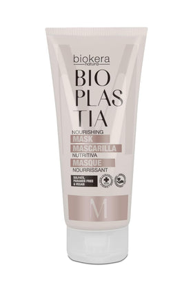SALERM Nourishing Hair Mask Bioplastia bottle demonstrates anti-frizz hydration for smooth, radiant hair.