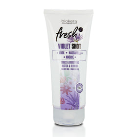 Salerm Purple Mask bottle neutralizes brassiness and adds shine.