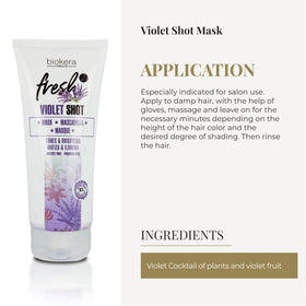 Salerm Purple Mask being applied on hair for toning and conditioning.