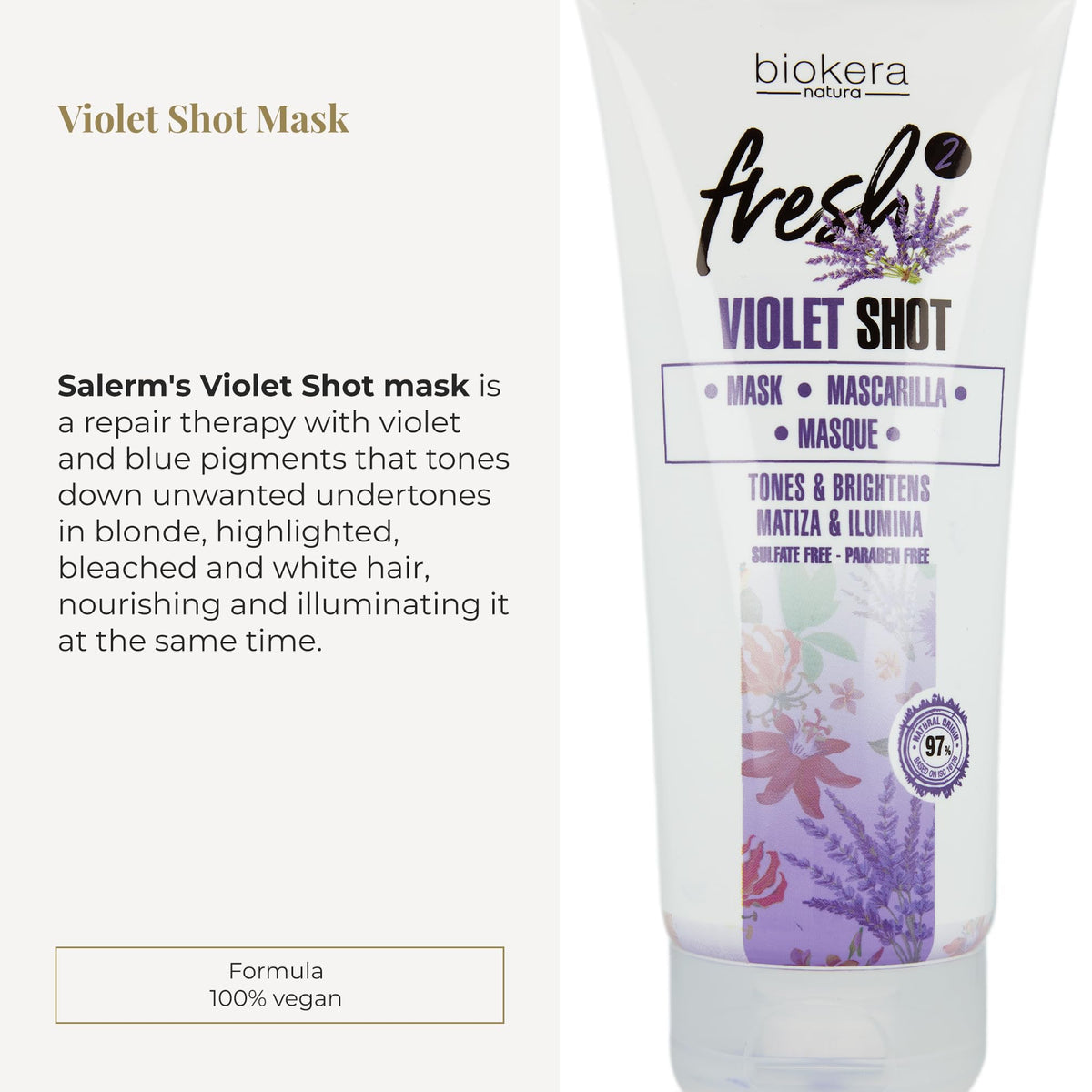 Salerm Purple Mask jar closeup shows violet pigments balancing yellow tones.
