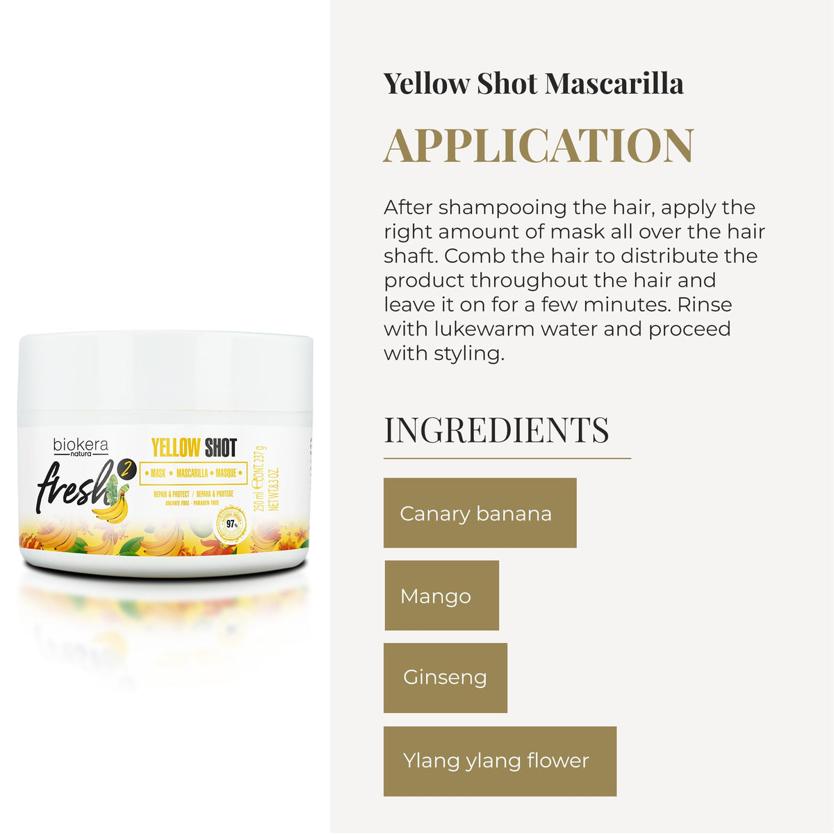 Applying the mask along hair length shows even hydration.