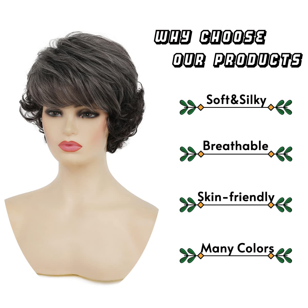 Sallcks ombre grey wig detailed curls for versatile styling options