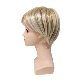 Sallcks short blonde wig back view highlighting balanced silhouette and movement