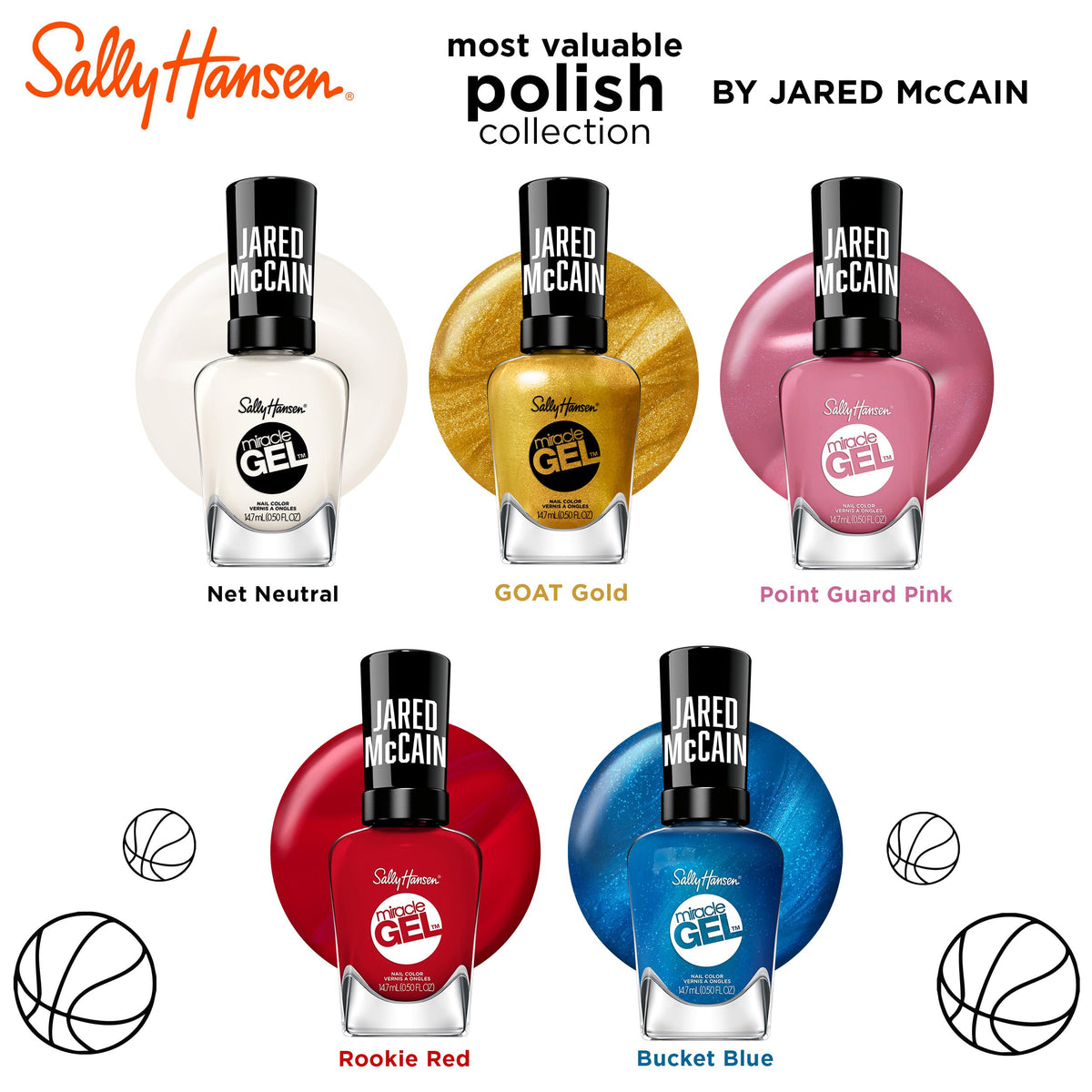 Sally Hansen Miracle Gel Jared McCain Trio packaging showcases two shades and top coat.