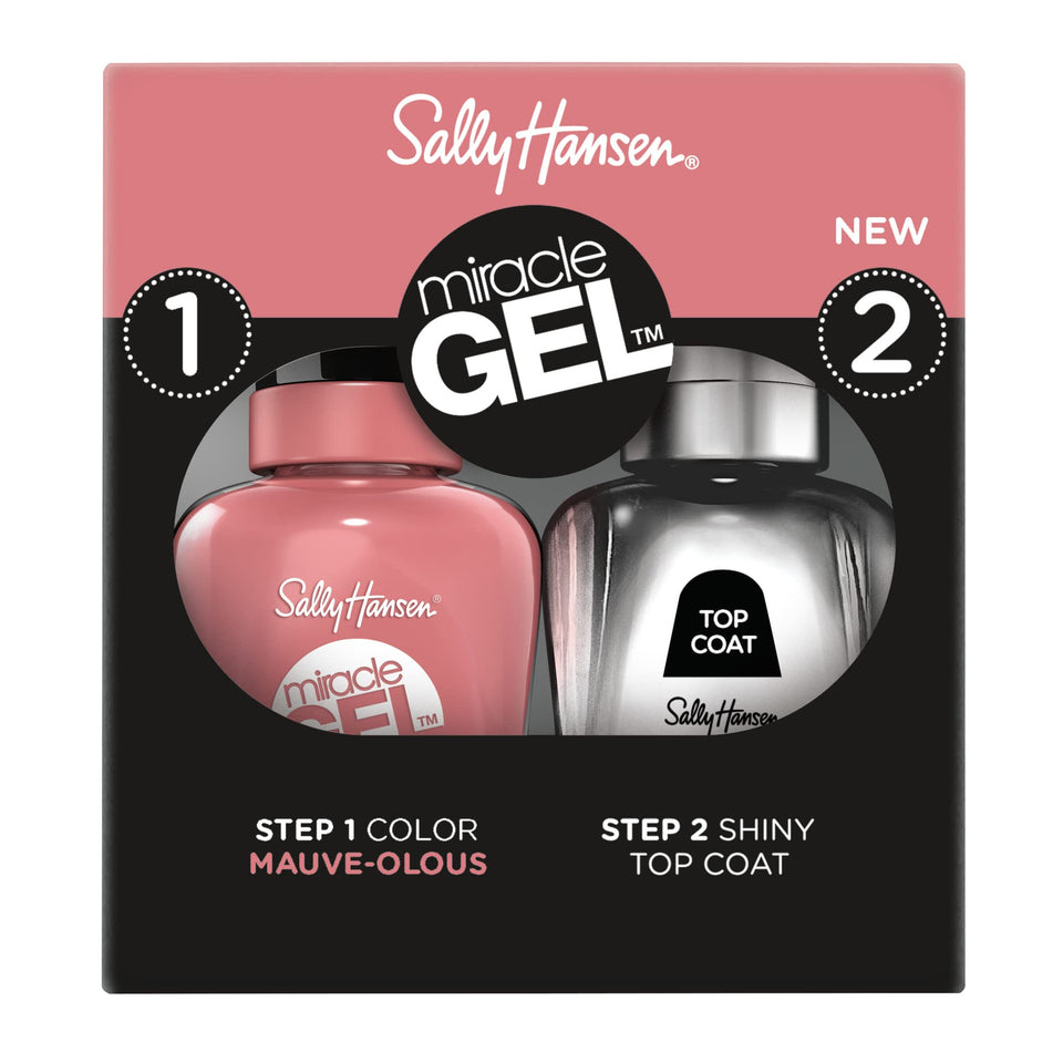 Sally Hansen Miracle Gel Mauve-olous bottle delivers long-lasting color without a UV lamp.