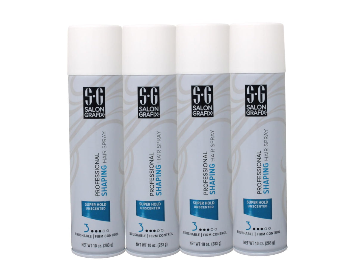 Salon Grafix bottle view showing a professional shaping spray for durable, brushable hold