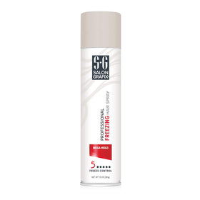 Salon Grafix Mega Hold Freezing Spray application highlights dramatic styling possibilities and added volume.