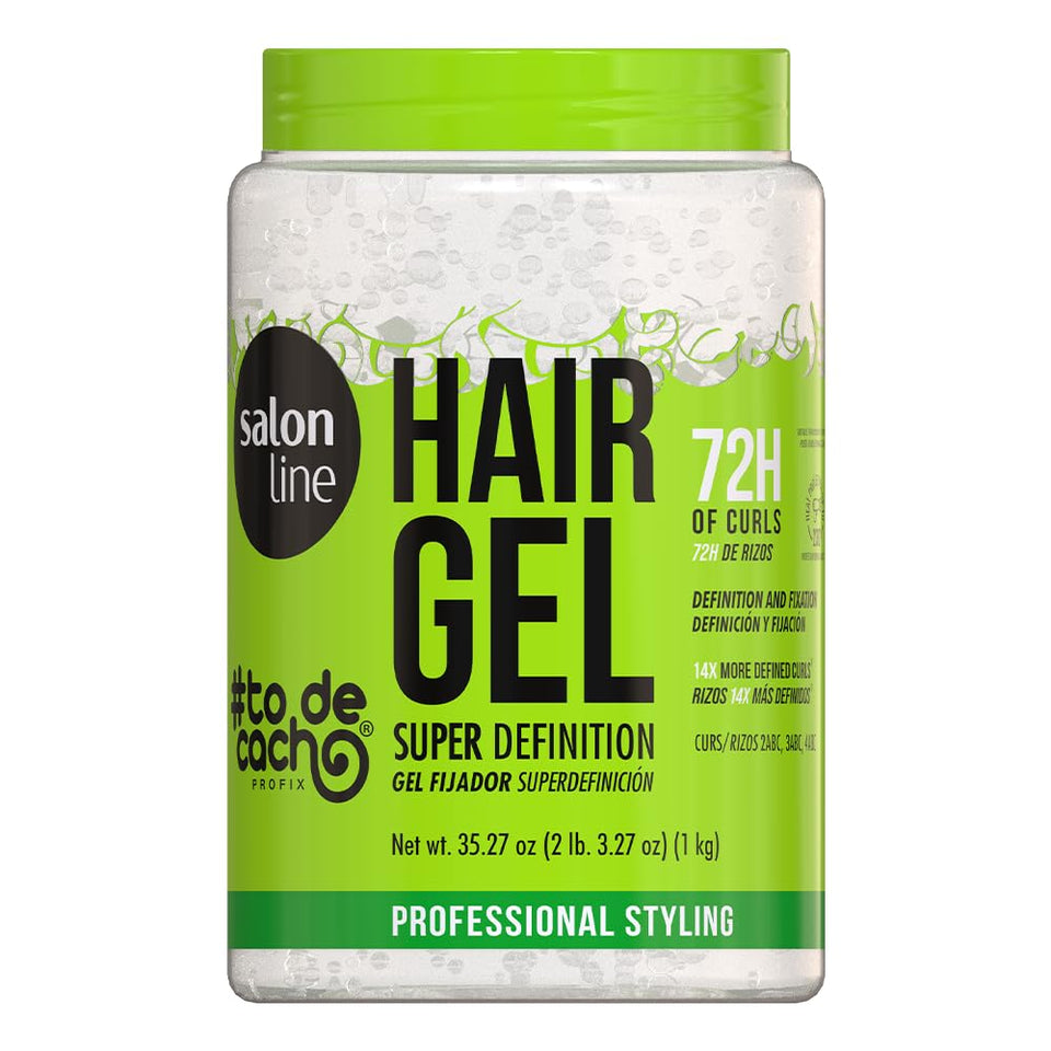 Salon Line curly hair gelatin bottle demonstrates strong definition for frizz control.