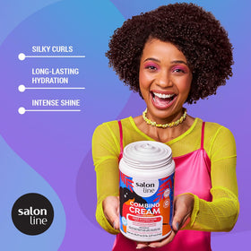 Salon Line Deep Hydration cream dispensing close-up for mess-free application.