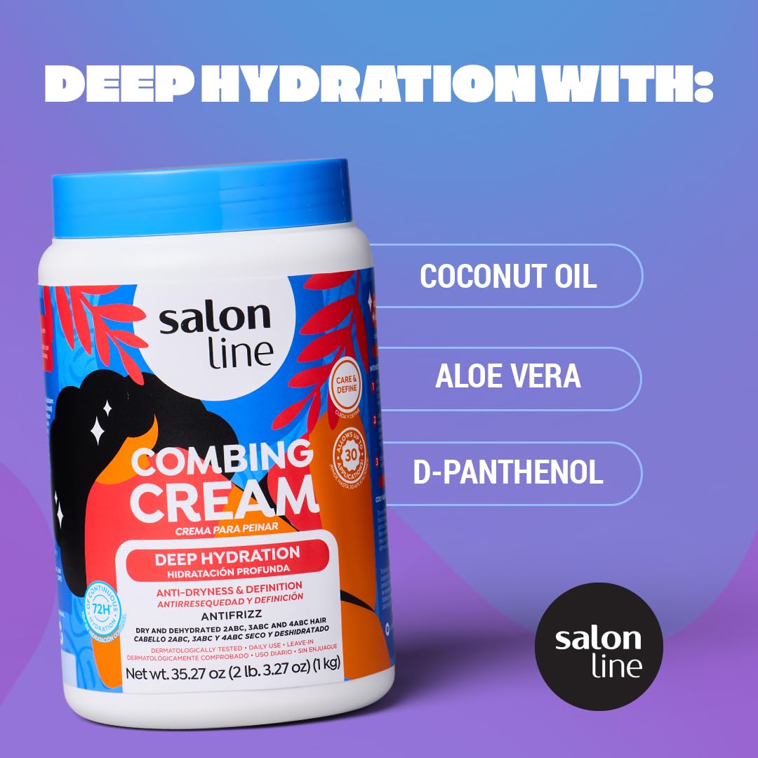 Salon Line Deep Hydration hair-section application demonstrates targeted curl definition.