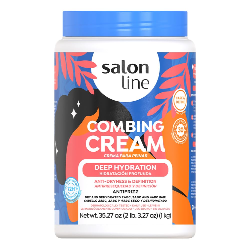 Salon Line Deep Hydration leave-in cream bottle for easy, defined curls.