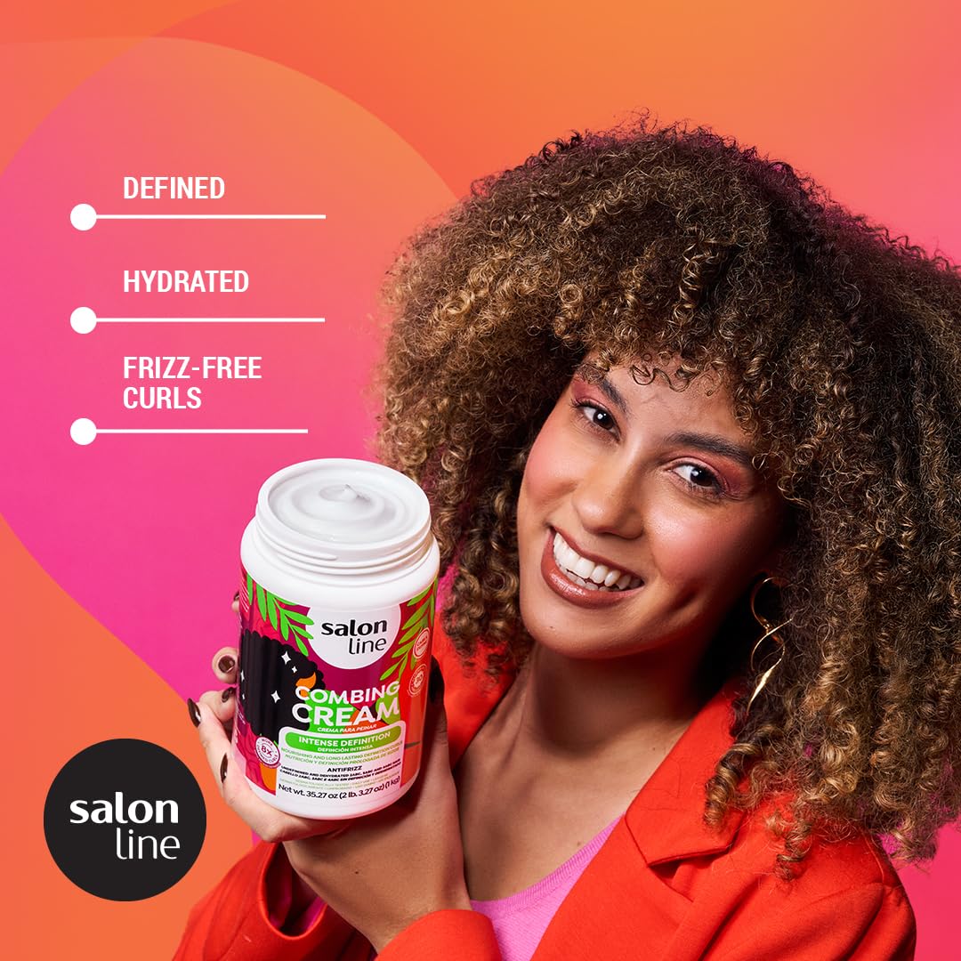 Salon Line Intense Definition Curl Cream label close-up highlights ingredients.