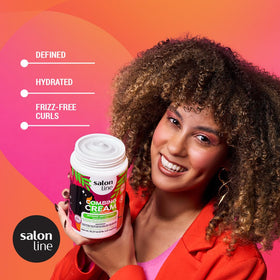 Salon Line Intense Definition Curl Cream label close-up highlights ingredients.