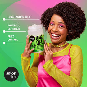 Salon Line super-definition hair gelatin application highlights even distribution for lasting hold.