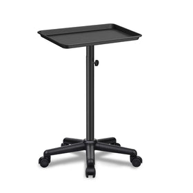 Salon Señor salon tray on wheels side view showing adjustable height for reach