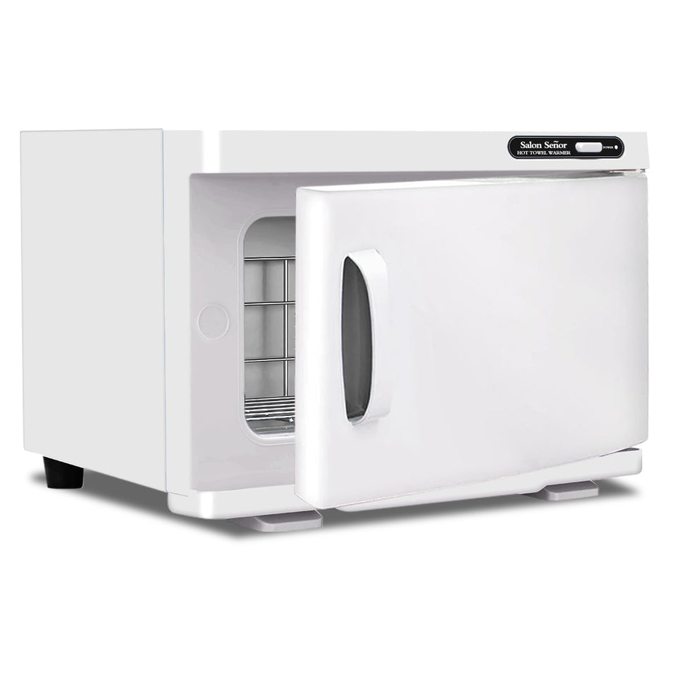 Salon Señor small towel warmer front view showing compact professional design