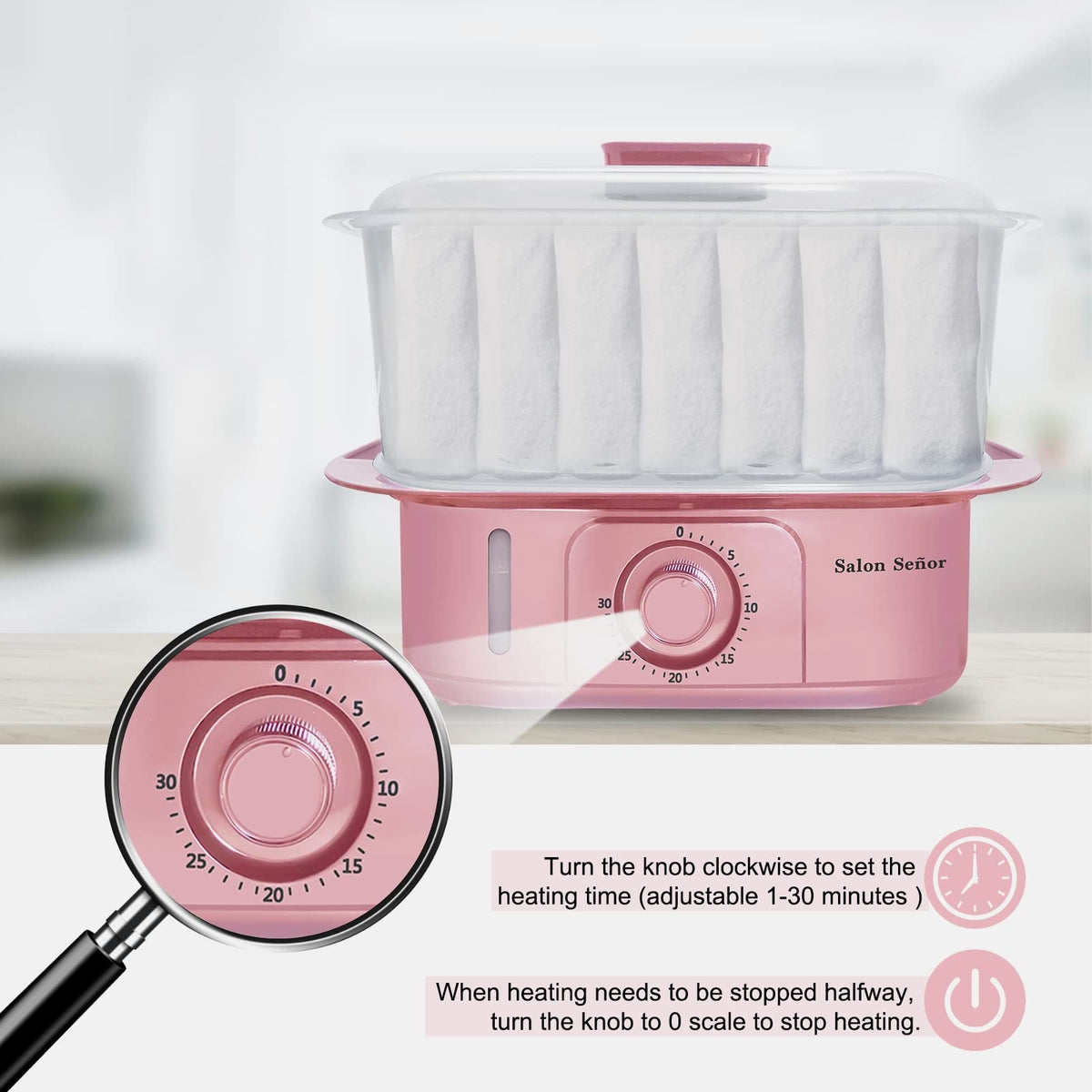 Salon Señor spa-use towel steamer ready for spa, nails, barber rooms, or home