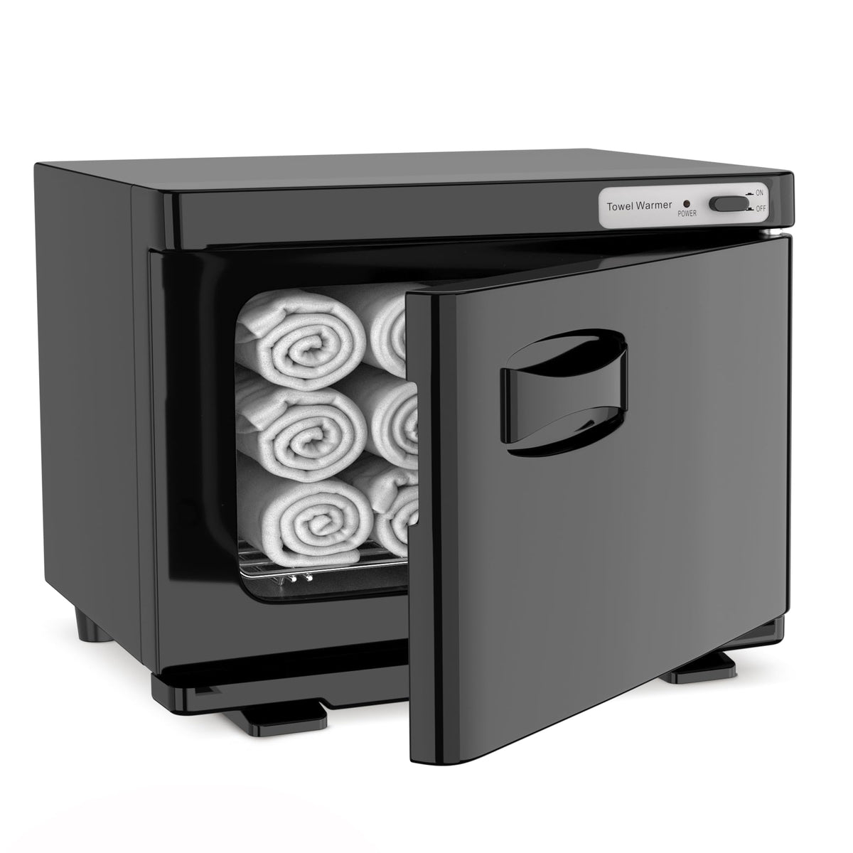SalonDepot hot towel warmer showing 8L capacity and towel readiness for spa sessions