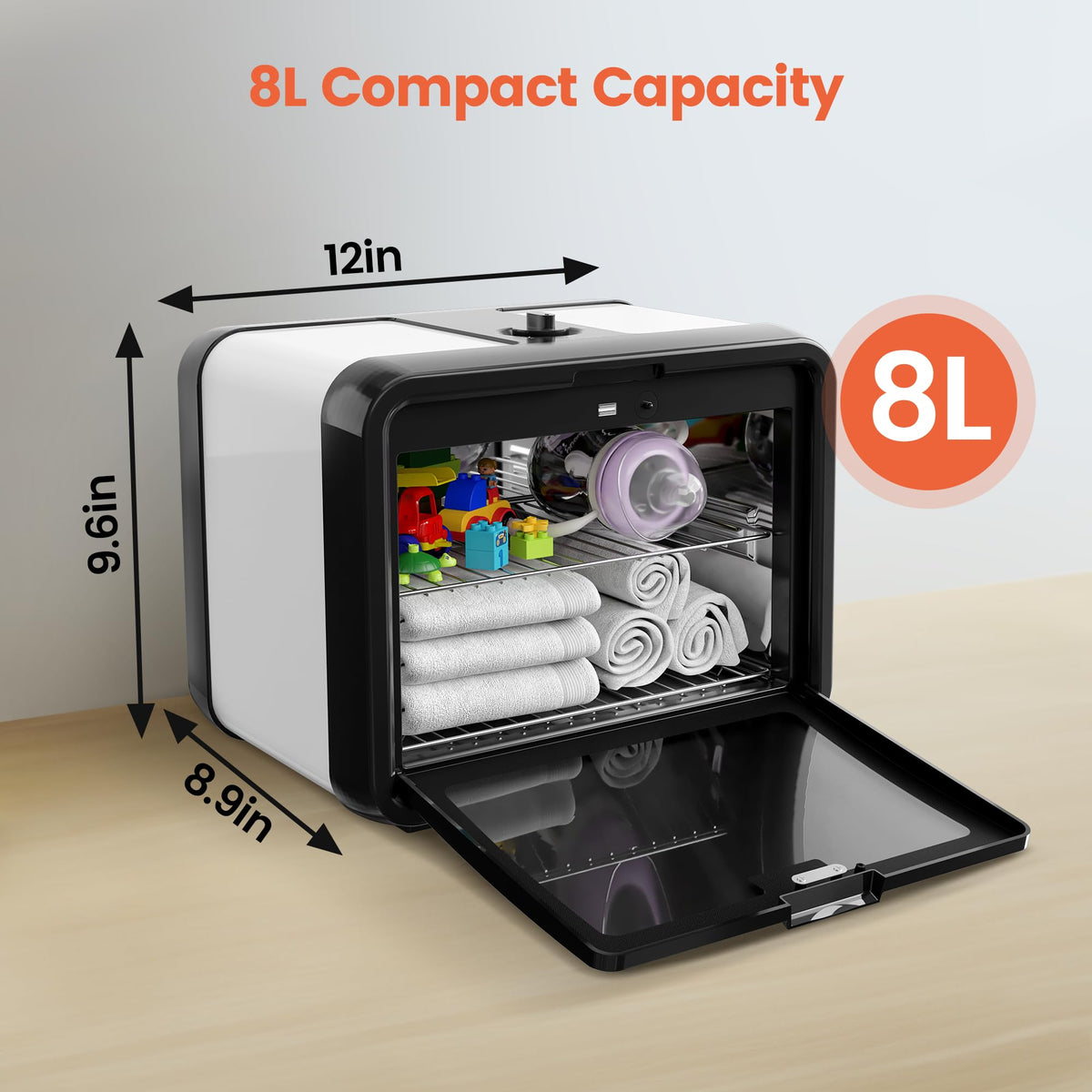 SalonDepot UV Sanitizer Cabinet 8L compact design fits small studios.