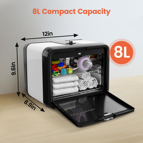 SalonDepot UV Sanitizer Cabinet 8L compact design fits small studios.