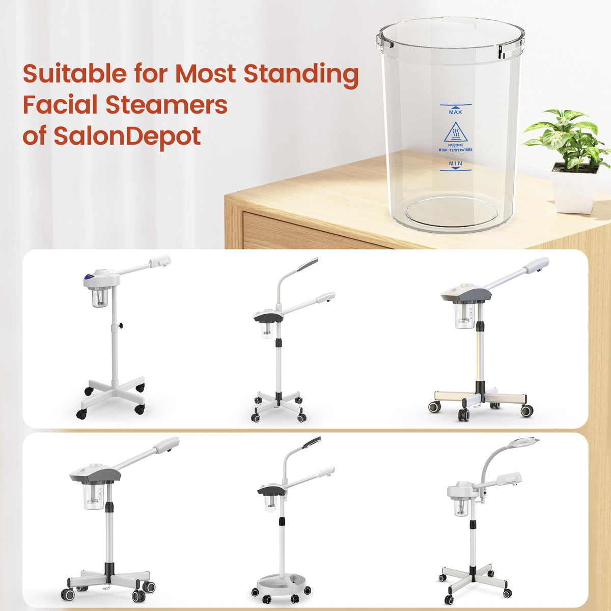 SalonDepot Water Jar easy-clean design emphasizes quick maintenance.