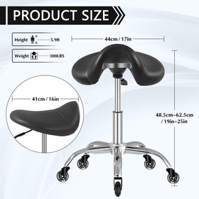SALONFACTORY saddle stool 360° swivel enables easy access around the workstation