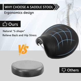 SALONFACTORY saddle stool metal base provides strong support and durability