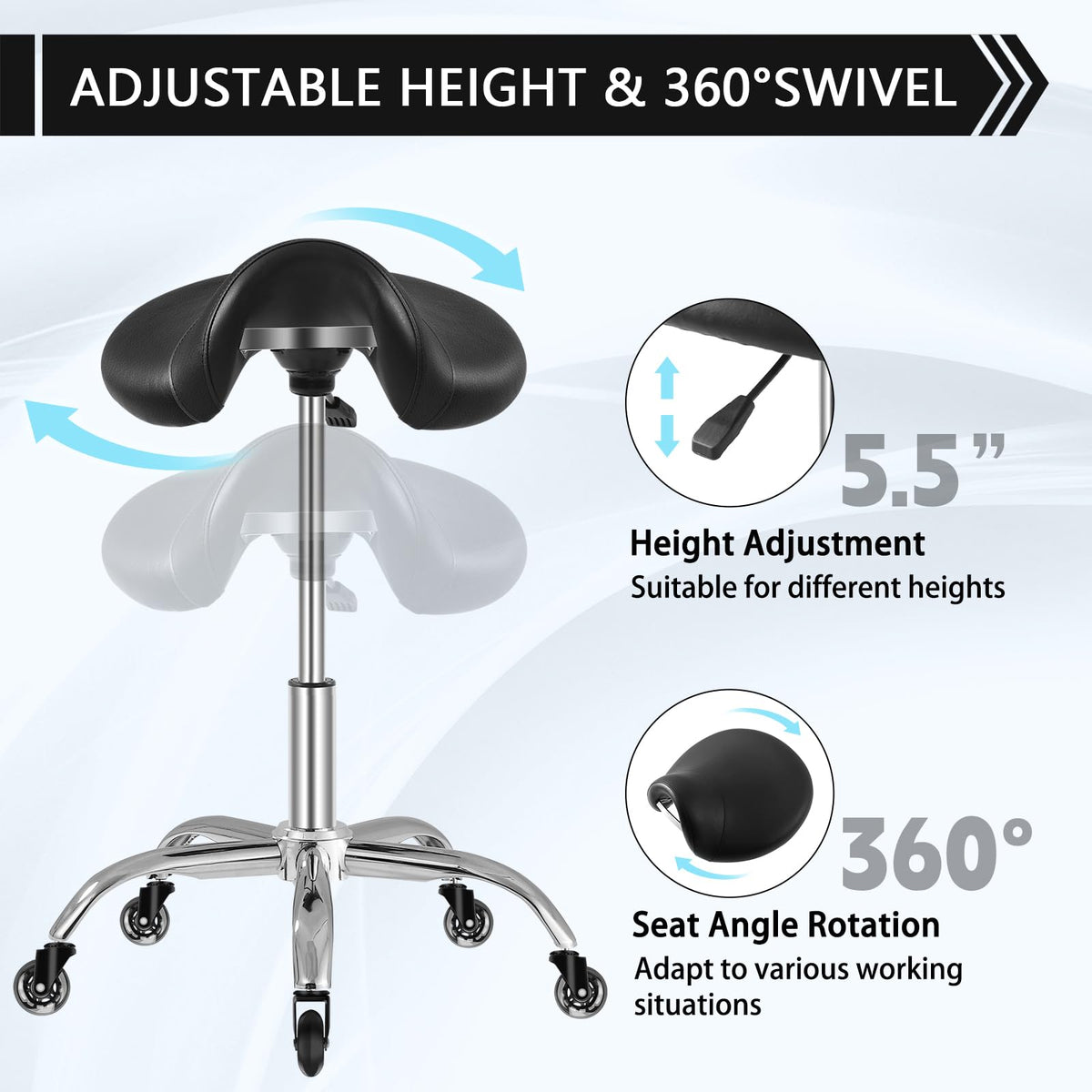 SALONFACTORY saddle stool ideal for spa use and professional treatments