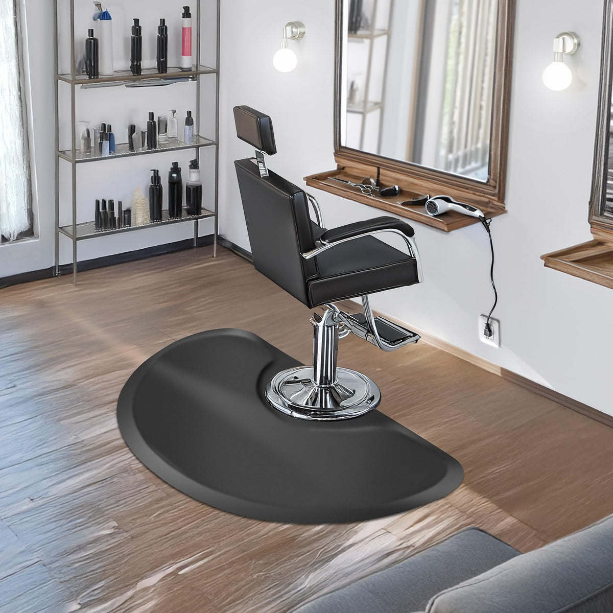 Saloniture 3x5 anti fatigue mat spanning a wide area for fluid workstation movements