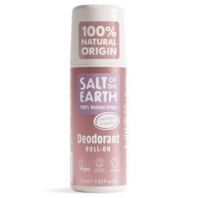 Salt of the Earth lavender-vanilla roll-on bottle emphasizing natural ingredients for daily freshness.