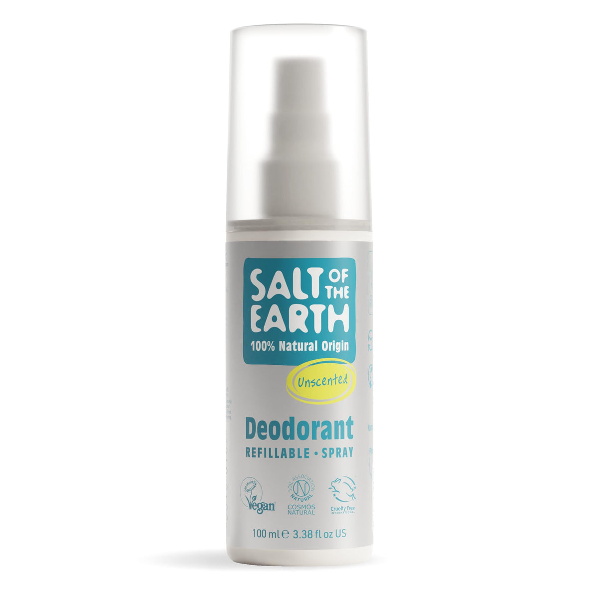 Salt Of the Earth unscented deodorant spray bottle pour offers quick refresh on busy days.