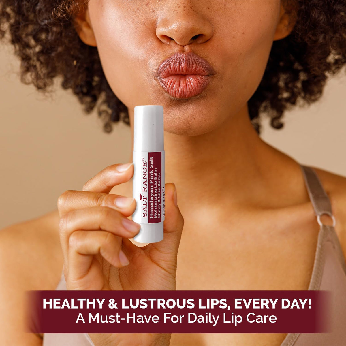 Cherry and shea butter blend in Salt Range lip balm for rich moisture.