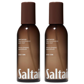 Saltair Driftwood Body Mist bottle front view, highlighting long-lasting coastal fragrance.
